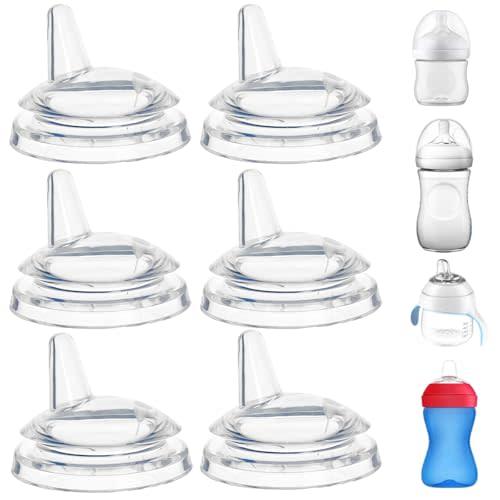 Sippy Spout Nipples Compatible with Philips Avent Natural Bottles, My Grippy Spout and Natural Trainer Sippy Cup, Soft Clear Food Grade Silicone Replacement Spouts, Leak-Proof, BPA Free, 6 Count