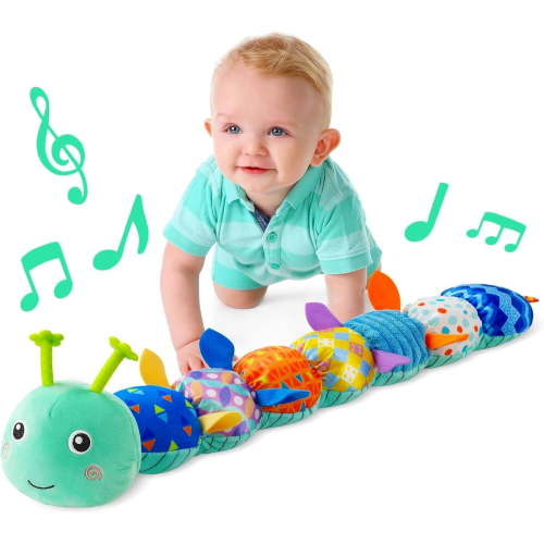 BTEPSGA Baby Toys Musical Caterpillar,Infant Toys Stuffed Animal Toys with Ruler Design and Ring Bell,Baby Teething Toys for Tummy Time Newborn Boys Girls 0 3 6 12 Months