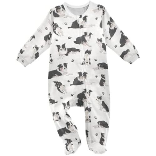 SHJI Baby One-Piece Footies Long Sleeve Rompers Pajamas Zip Front Pjs for Boys Girls kids
