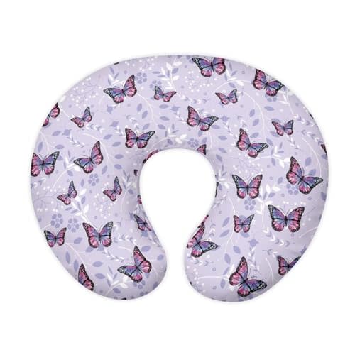 Neutral Breastfeeding Pillow Cover Butterfly Print Nursing Pillow Cover for Newborn Boys Girls, Breathable Soft Baby Nursery Pillow Slipcover with Hidden Zipper Design