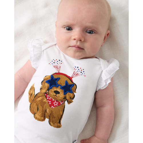 Star Spangled Pup Flutter Bodysuit | Little Sleepies