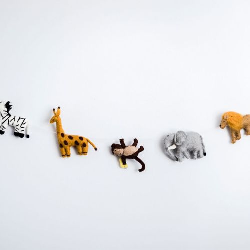 Nivas Collection Felted Safari Animal Garland