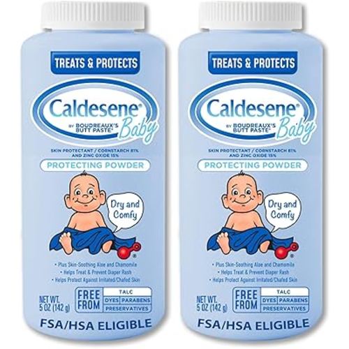 Caldesene Baby Cornstarch Powder with Zinc Oxide, 5 oz (Pack of 2)