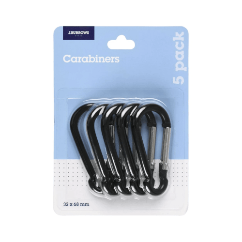 J.Burrows Carabiners 5 Pack Black