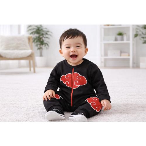 Baby Cloud Ninja Romper Costume, Red Hooded Cosplay Outfit, Anime Inspired Infant Suit