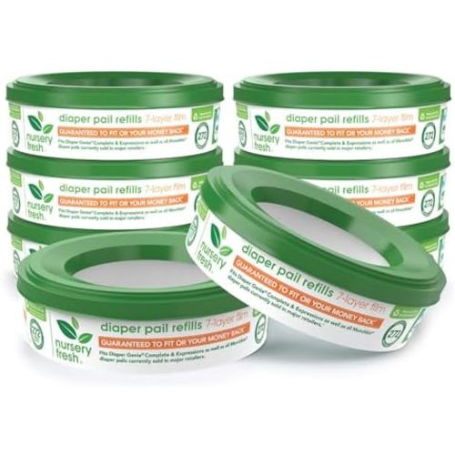 Nursery Fresh® Refill Rings for Diaper Genie® and Munchkin® Diaper Pails, Holds up to 2,176 Newborn Diapers, 8 Pack