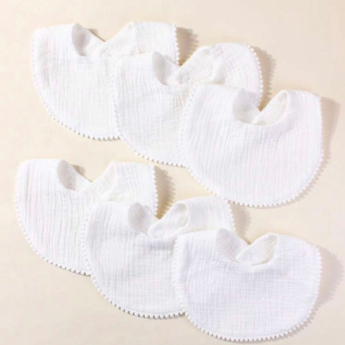 6pcs Baby Bibs, Muslim Cloth Absorbent Soft Breathable Feeding Bibs, Solid Color (White) | SHEIN USA