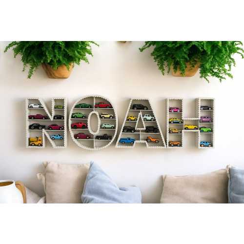 Custom Name Hot Wheels Display Shelf: Toy Car Organizer, baby boy gift
