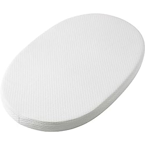 Mecc ecoh Baby Bassinet Mattress, 100% Breathable Cover, Water-Resistant Lining, Oval 29"x17"x2" Fits for 4moms MamaRoo Bassinet