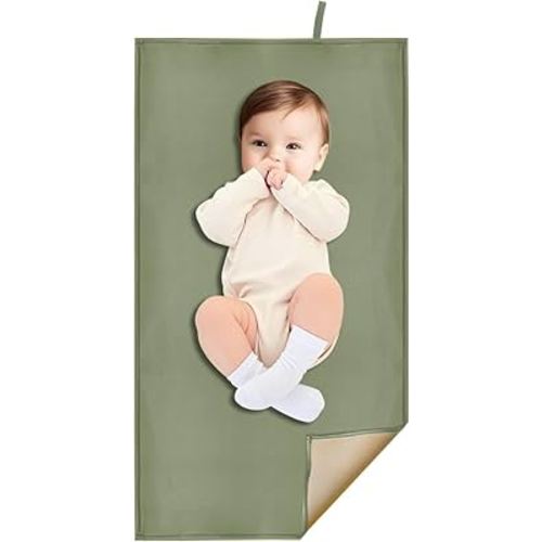 Sage Green Diaper Changing Pad for Baby, Portable Baby Changing Mat for Travel or Home, Foldable Mat Fits Perfectly in Diaper Bag (67-03)