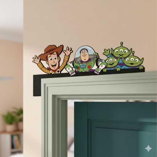 Disney Toy Story Door Corner Sign Decor, Woody Buzz Lightyear Alien Door Decor, Disney Pixar Kids Room Decoration, Disney Home Gift