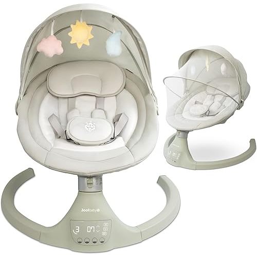 Jool Baby Nova Swing for Newborns - Electric Motorized Infant Swing, Bluetooth Music, 10 Preset Melodies, Remote (Updated Model, Sage)
