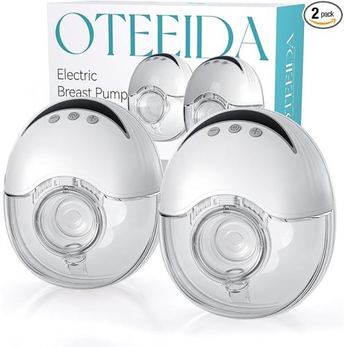 Hands Free Breast Pump Wearable MY-375 - Strong Suction, Low Noise, Wearable Breastfeeding Pump with 4 Mode &12 Levels, Portable Electric Breast Pump 24mm - 19/21/Insert/Flange, 2 Pack (White)