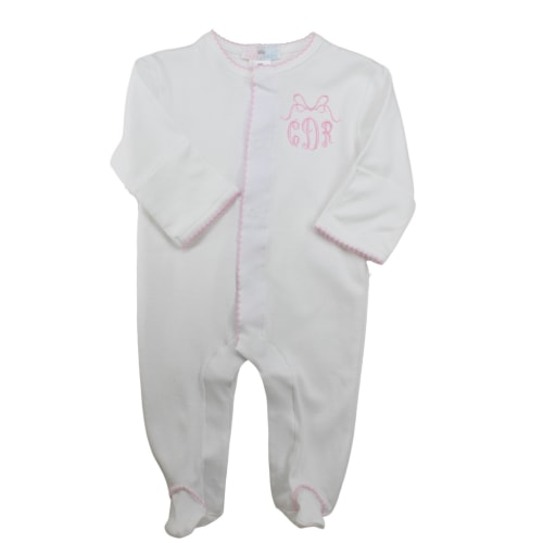 Baby Girls Coming Home Footie Pima Cotton White Pink