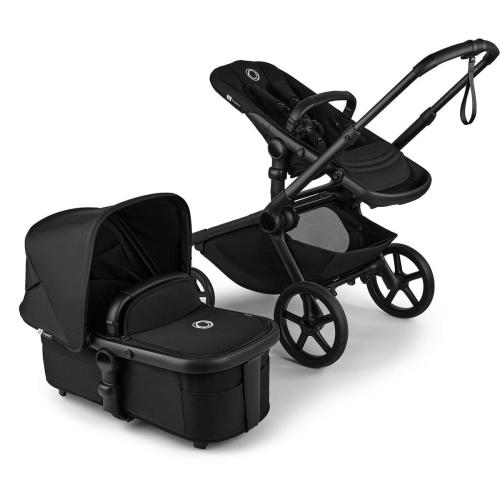 Bugaboo Kangaroo Complete Single-to-Double Stroller + Bassinet Bundle - Black / Midnight Black / Midnight Black