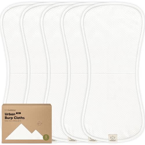 KeaBabies 5-Pack Organic Burp Cloths Baby Girl, Boy - Extra Large, Absorbent Baby Burp Cloths,Soft Burping Cloths for Babies,Newborn Burp Clothes,Cotton Burp Rags,Thick Burp Cloth(Soft White/Quin)