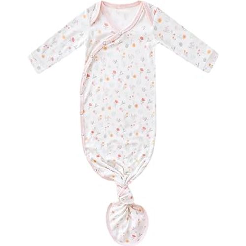 Copper Pearl Baby Gown - Knotted Newborn Sleepers for Baby Boy and Girl, Soft Stretchy Long Sleeve Infant Gowns with Bottom Tie and Hand Mittens, Perfect Hospital Coming Home Outfit (Mabel)