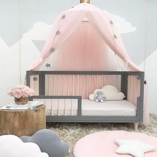 Bed Canopy for Girls, Canopy for Girls Room with Stars Decor, Dreamy Crib Canopy for Girls-Soft, Flowy & Easy to Install-Princess Canopy for Girls Bed, Reading Nook, Crib, Pink