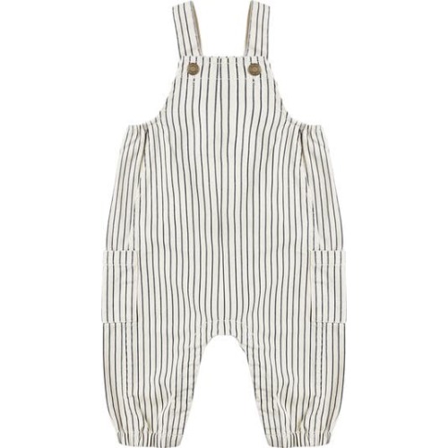 Pinstripe Cargo Cotton Overalls, 3-6M
