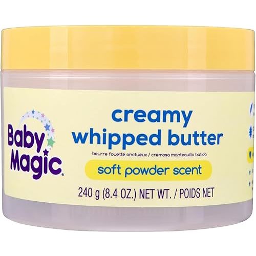 Baby Magic Creamy Whipped Butter, Soft Powder Scent, Helps Keep Skin Feeling Healthy and Baby Soft, Hypoallergenic, 8.4 fl oz.