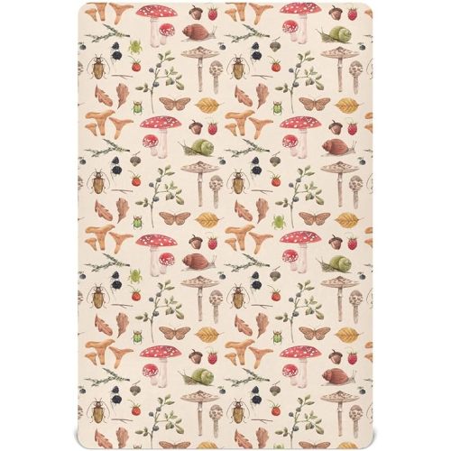 Fitted Crib Sheets for Baby Boys or Girls Soft Breathable Baby Play Yard Sheet for Standard Size Crib Mattress 39x27in Watercolor Safari Mushroom