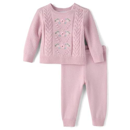 The Children's Place Baby Girls' And Newborn Long Sleeve Sweater and Pants, 2 Piece Playwear Set