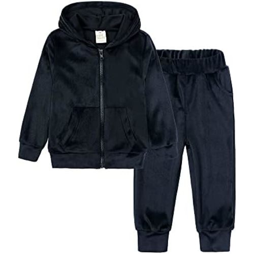Kids Tales Girls Velour Hoodie Zipper Sweatsuit Boys 2 Pcs Velvet Tracksuit Zip Up Hoody Tops + Sweatpants Jogger Outfits Set