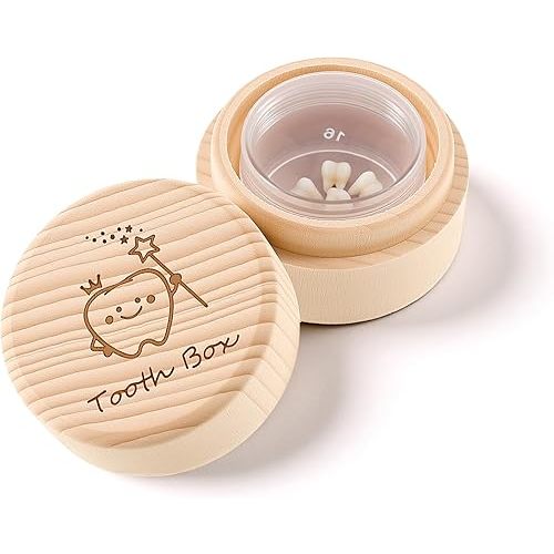 Wooden Tooth Fairy Box, Wood Tooth Boxes for Lost Teeth for Kids, Teeth Keepsake Boxes with Acrylic Case for Boy or Girl