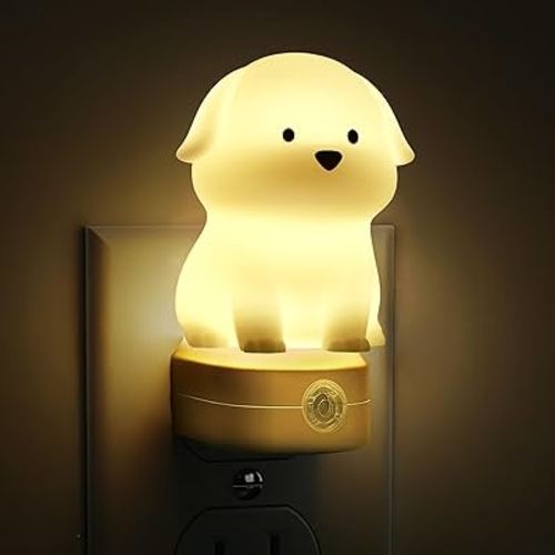 L LOHAS LED Plug in Night Light for Kids, 3D Cute Puppy Night Light | Dusk to Dawn Sensor, RGB+Soft White 3000K Dog Night Light, Christmas Birthday Gift Nightlight for Kids, Room Decor