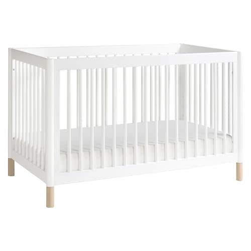 babyletto Gelato 4-in-1 Crib, White and Washed Natural | GREENGUARD Gold Certified Convertible Crib - Converts to Toddler Bed & Daybed & Full-Size Bed 4 Adjustable Mattress Heights