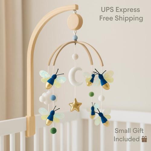 The Sweetest Guest of Spring:))Handmade Movable,Postpartum Mother Gift,Felt Animal Crib Movable,Cute Firefly mobile,baby shower gift,nursery