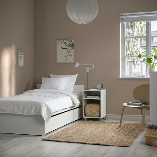 VIHALS Bed frame with 2 storage boxes - white/Luröy Twin