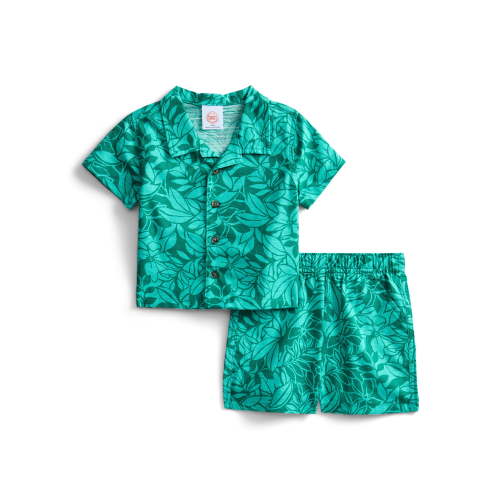 Wonder Nation Baby Boys Short Sleeve Printed Collared Button Top and Matching Shorts Set, Sizes 0/2M-24M