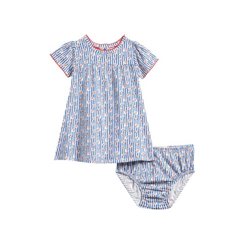 Floral Cotton Dress & Bloomers Set