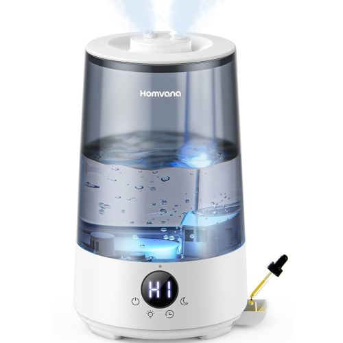 Homvana Humidifiers for Bedroom Home, 3.6 L Cool Mist Top-Fill 34H Super Long Time, Quiet 23dB, Baby Humidifier, Oil Diffuser for Large Room, Plants, Nursery, Office BPA FREE, 7 Color Light Ultrasonic