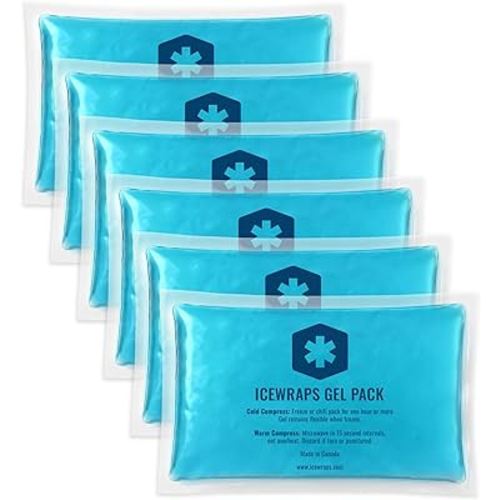 ICEWRAPS Hot & Cold Ice Packs - 3 x 5 in. Soft Gel Ice Packs – Reusable Hot & Cold Pack for Injuries Headaches, Joints, Fevers, & More – Puncture-Proof Material (6 Packs)