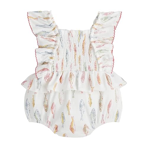 Mud Pie baby-girls Children's Girl Fish Smocked Bubble
