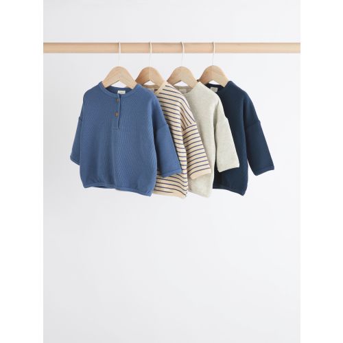 Blue Stripe Baby Long Sleeve T-Shirts 4 Pack (0mths-2yrs)