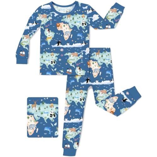 Bamboo Viscose Toddler Pajamas Boys Girls Baby 12M-8Y Pjs Sets Kids Snug fit 2pcs Long-Sleeve Sleepwear