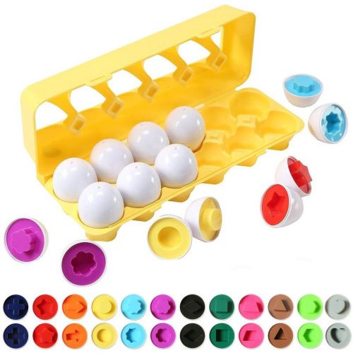 Dimple Matching Eggs Shape Sorting & Color Matching Educational Toy for Toddlers, 12 Eggs