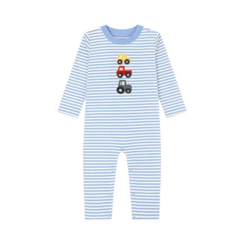 Long Sleeve Applique Striped Romper - 6M