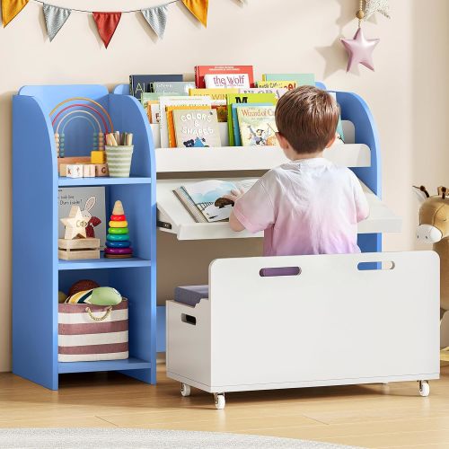Toy Storage Organizer with Bench, Kids Bookshelf with Reading Nook – Ohwill.com - Online Furniture Store