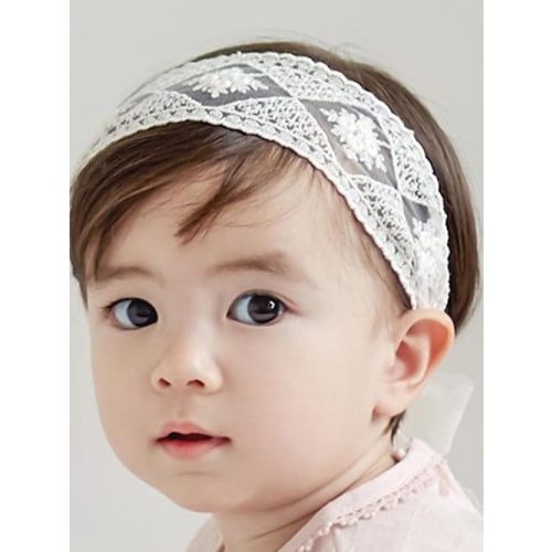 Baby Girls Hairband Soft White Bow Lace Headband Elastic Floral Hairbands Hair Accessory for Newborn Infant Toddler