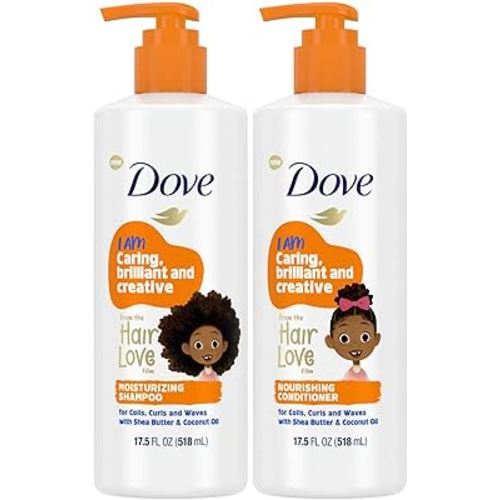 Dove Shampoo and Conditioner Set - Love Collection, Curly , Kids, Wavy Hair Products 17.5 Oz (2 Piece Set)
