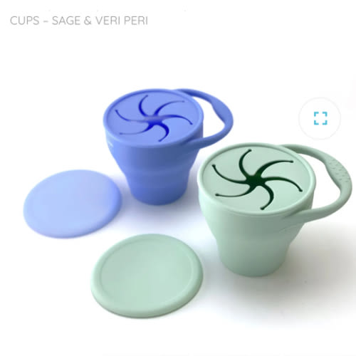 Collapsable Silicone Snack Cups – Sage & Veri Peri - otterlove by Platinum Pure | Premium Platinum Silicone Products for Babies & Toddlers
