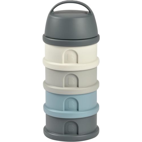 BEABA Formula and Snack Container, Baby Formula Dispenser, Toddler Baby Snack Storage Container, Holds up to 11 Doses of Milk Powder Per Compartment, Made in France, Rain
