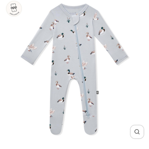 Zippered Footie in Mallard Duck