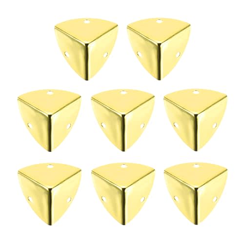 uxcell 8PCS Metal Corner Protector 1 x 1 x 1 Inch Box Edge Guard Protector Zinc Alloy Cabinets Speaker Corners Protector for Furniture Decorative (Gold)