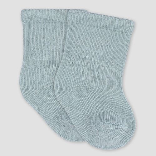 Gerber Baby 6pk Wiggle Proof Socks - Blue 0-6M: Infant Crew Socks, Cotton Blend, Machine Washable, Knit, Tagless Design