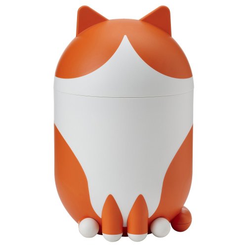 GREJSIMOJS Storage with lid - cat-shaped orange/white